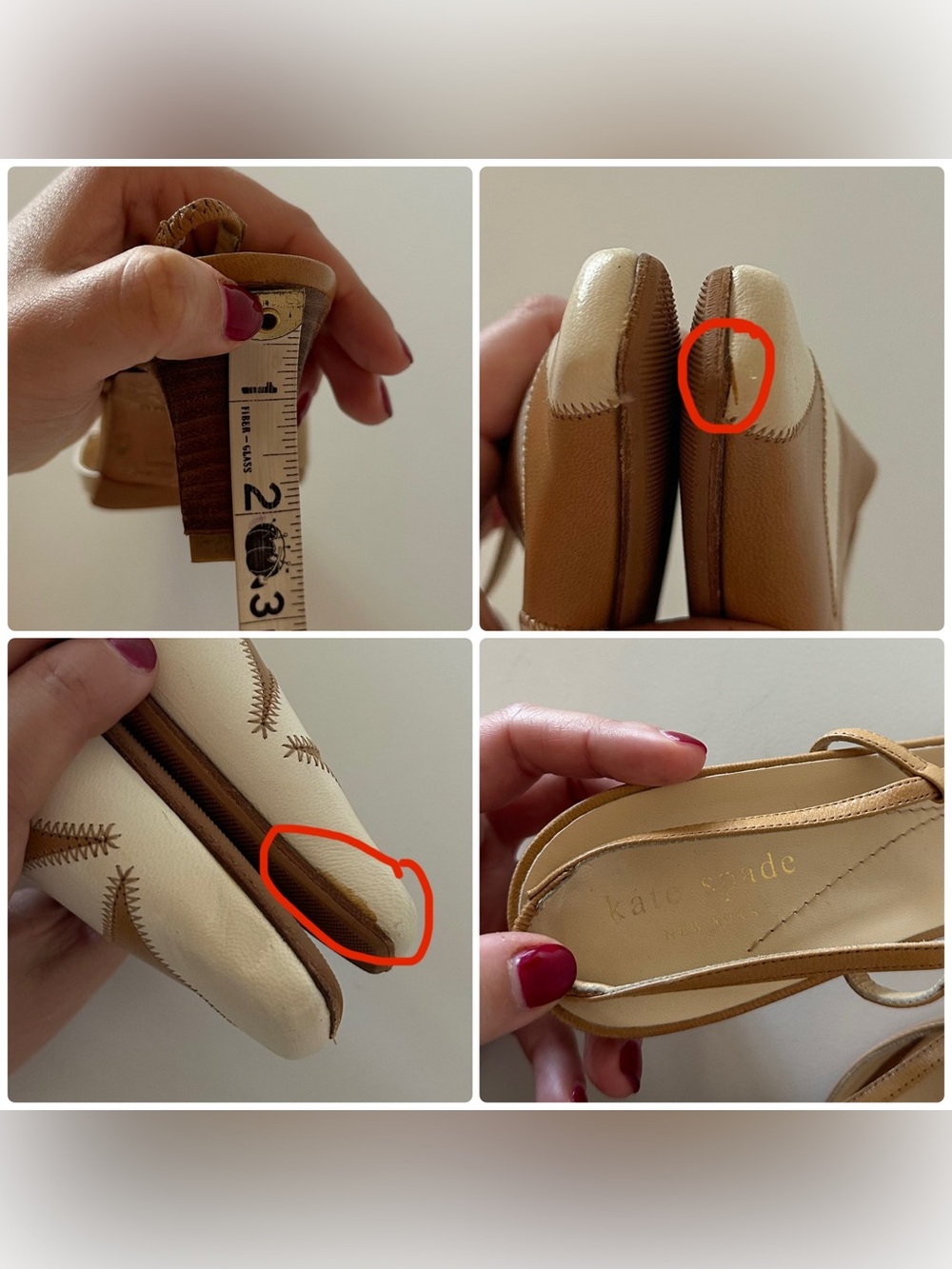 Vintage 90s Kate Spade Slingback Heels Tan Floral 9 Coquette Office Siren - Picture 7 of 7